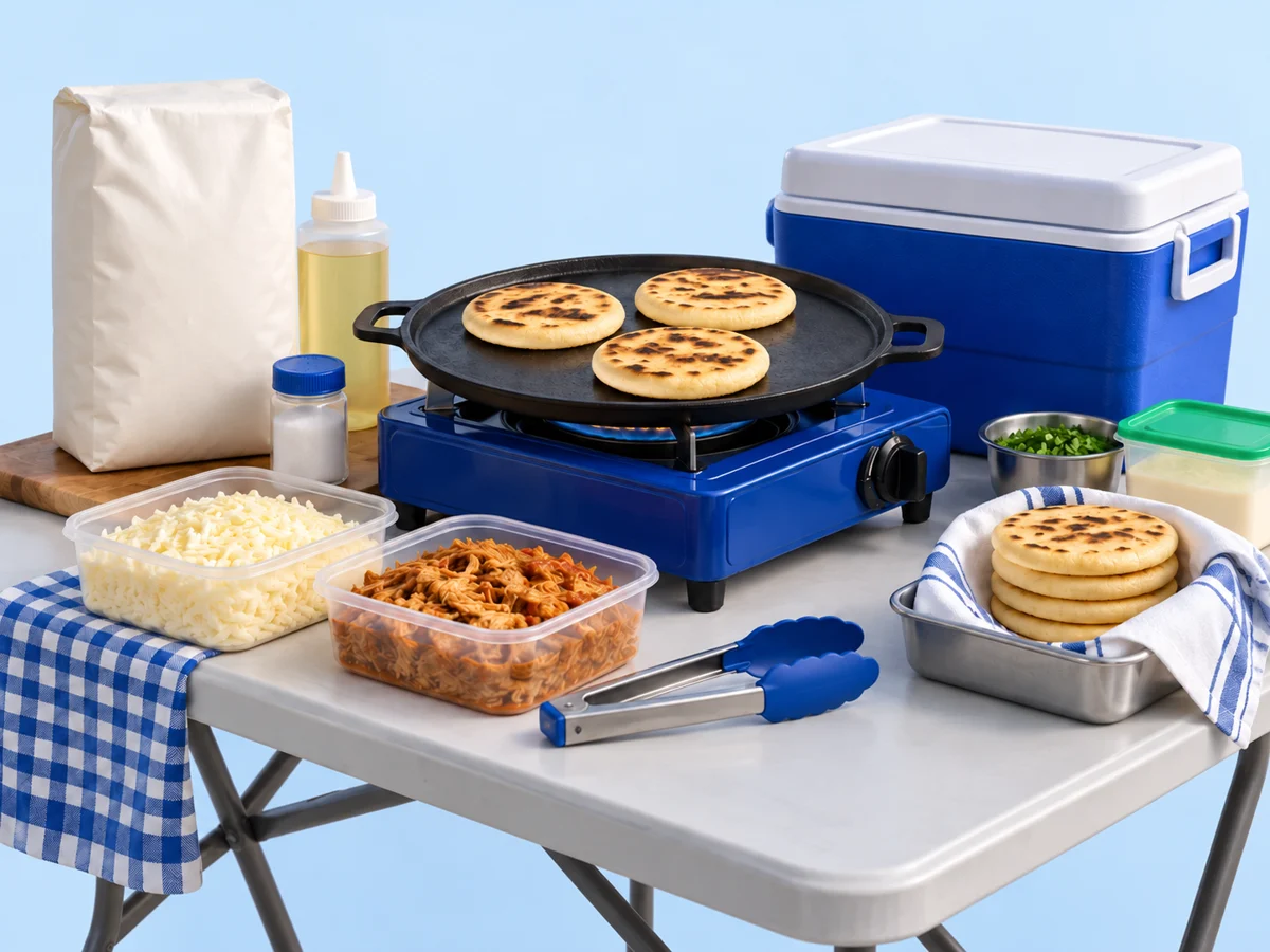 Ilustración de los materiales para arepas nocturnas