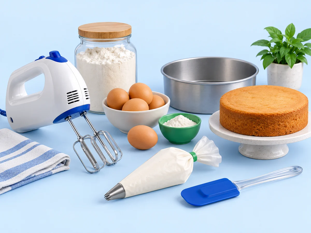 Ilustración de los materiales para kit de repostería